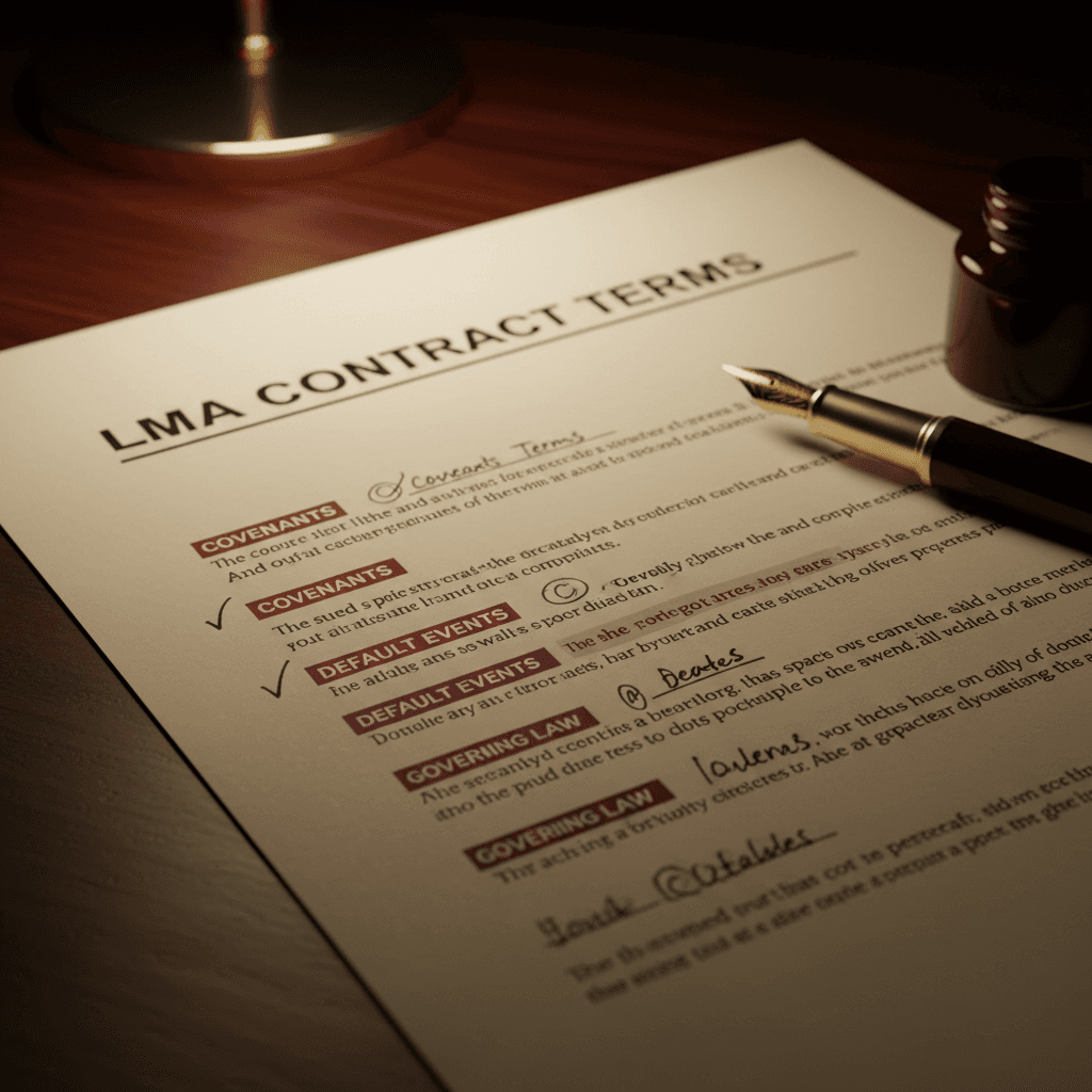Documento de contrato LMA con anotaciones de análisis legal